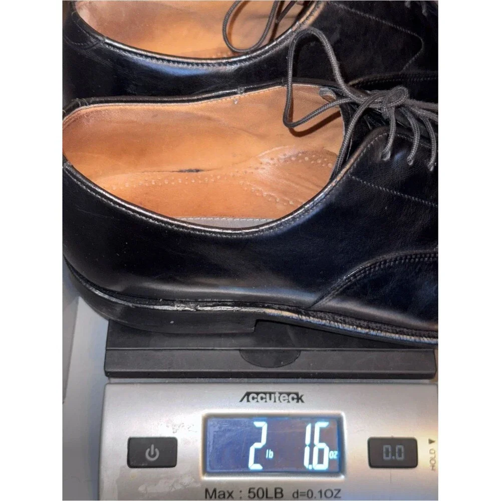 Johnston & Murphy size 9 1/2 Black Leather Melton Cap-Toe Oxford Dress Shoes